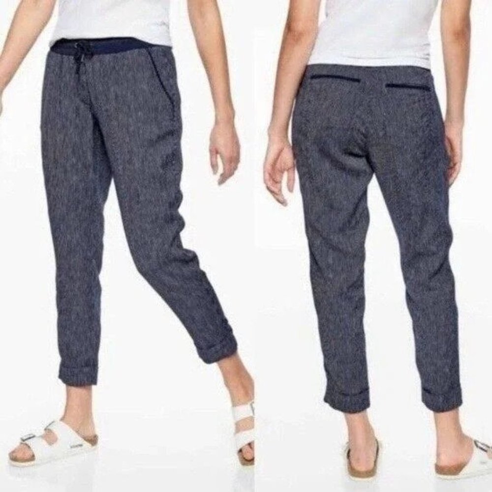 Athleta Bali 100% linen striped pant
